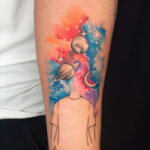 Watercolor Tattoo - universe in someone's mind