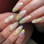 Colorful flower nail art