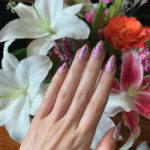 Birthday nails - pink glitter