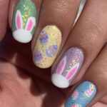 Easter Nail Design Ideas - Sparkly Pastels with Bunnies and Eggs
