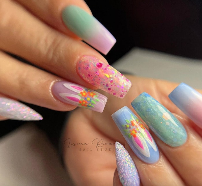 Easter Nail Design Ideas - Bright Bunnies, Ombres, and Sparkles