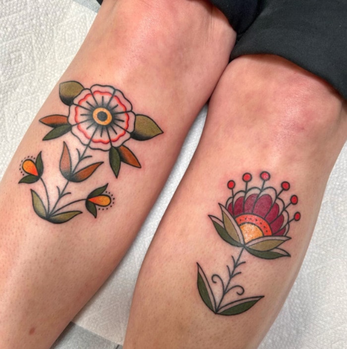 Flower tattoos- Traditional Style Flower Tattoos