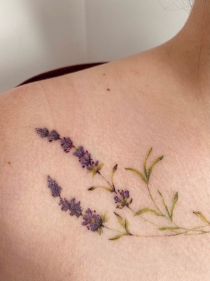 Flower tattoos- Lavender Sprig Tattoo