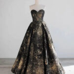 Goth wedding dresses- Black and Gold Ball Gown
