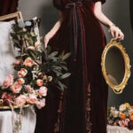 Goth wedding dresses- Burgundy Velvet Gown