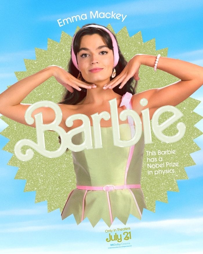 Barbie Movie Posters Characters - Emma Mackey Nobel Prize Barbie