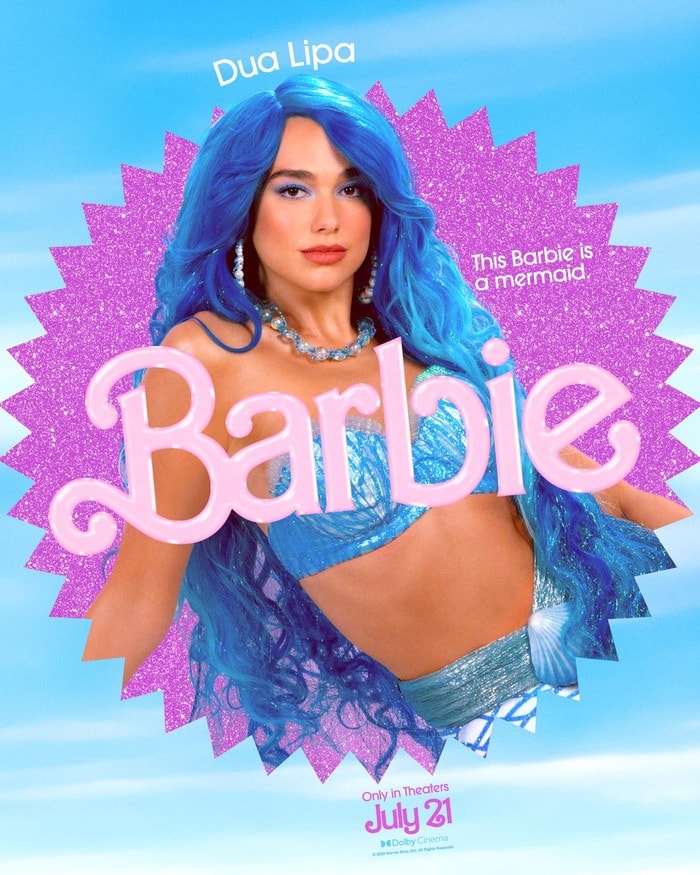 Barbie Movie Posters Characters - Dua Lipa Mermaid Barbie