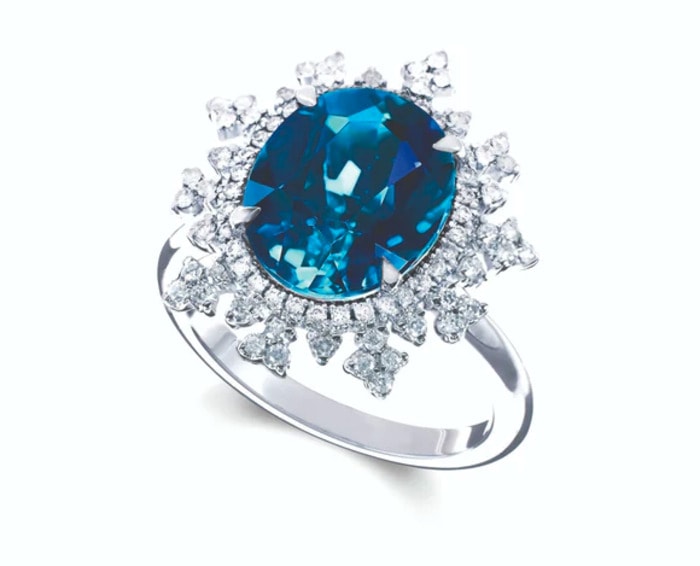Non Traditional Engagement Rings - Nadine Aysoy Tsarina Sky Blue Topaz Flake Ring