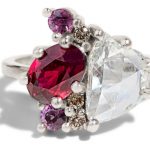 Non Traditional Engagement Rings - Diamond and Ruby Cluster Ring