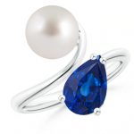 Non Traditional Engagement Rings - South Sea Pearl and Pear-Shaped Sapphire Ring