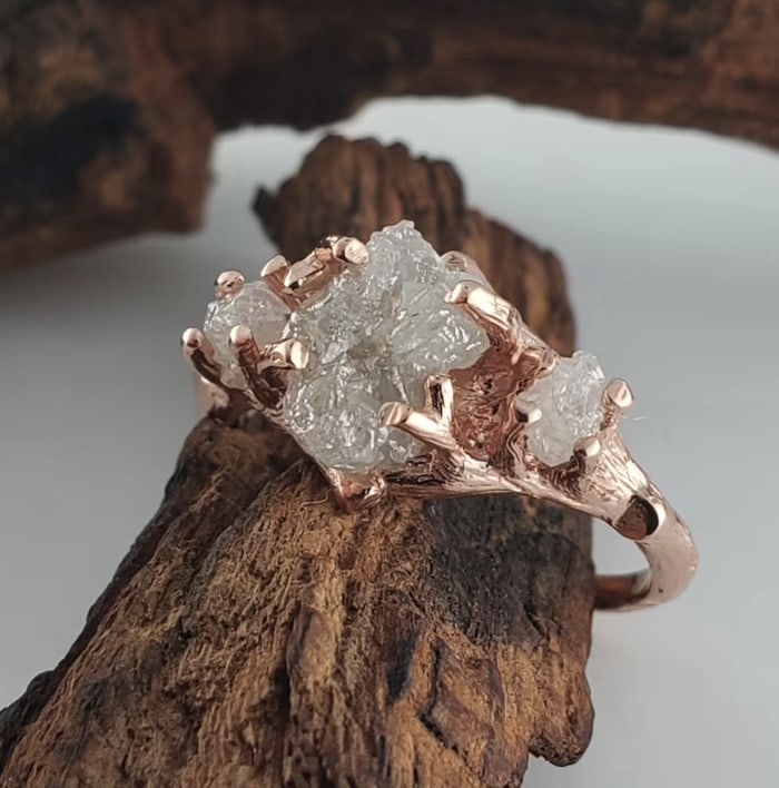 Non Traditional Engagement Rings - Rough Diamond Twig Engagement Ring