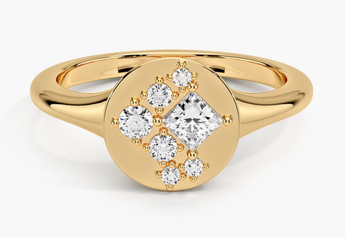 Non Traditional Engagement Rings - Palisade Diamond Signet Ring