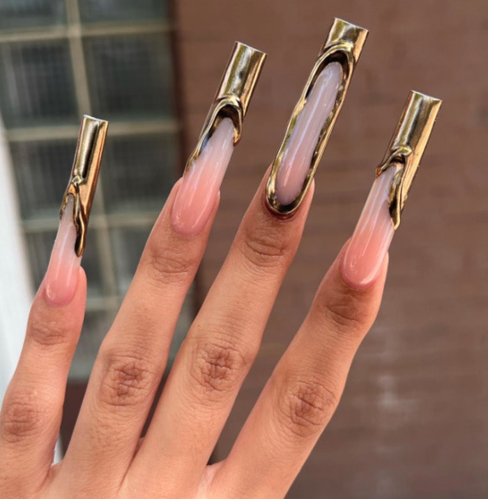 Summer Nail Trends 2023 - gold chrome