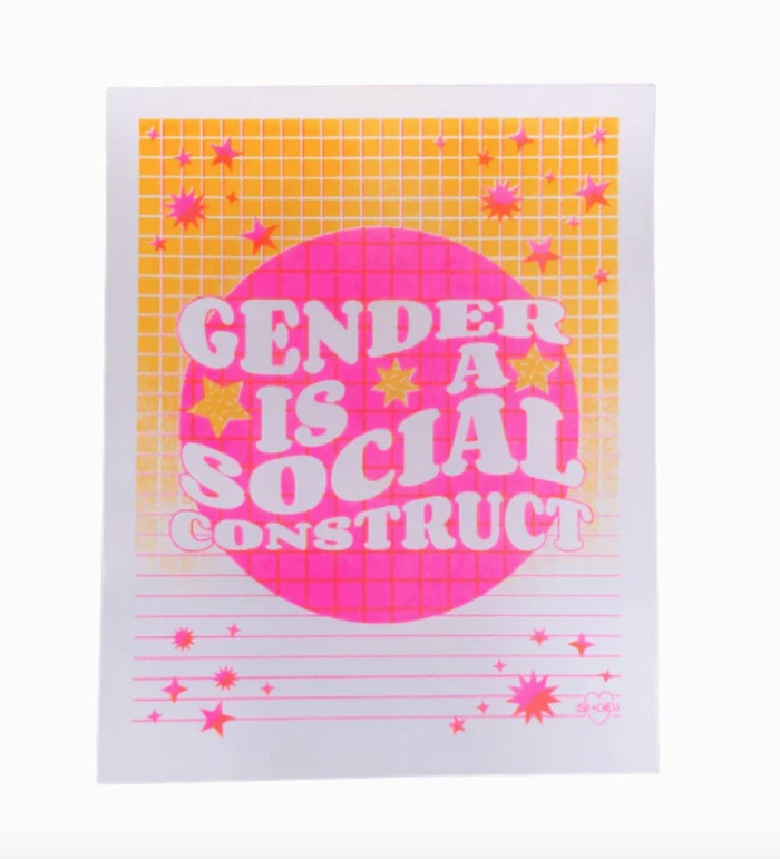 pride products that give back - gender is a social construct print
