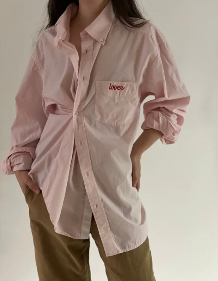 pride products that give back - pink lover embroidered shirt
