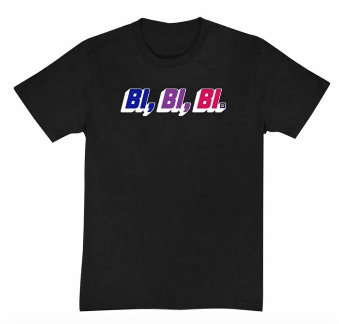 pride products that give back - bi, bi, bi t-shirt