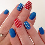 4th of july nails - dots and stripes