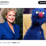 Golden Girls as Muppets - Rose in a blue shirt with Grover