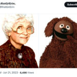 Golden Girls as Muppets - Sophia in a brown shirt with Rowlf the Dog