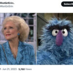 Golden Girls as Muppets - Rose in a light blue shirt with Herry