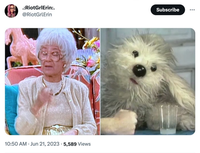 Golden Girls as Muppets - Sophia in white with Muppy