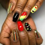 Juneteenth Nail Designs - stripes and hearts