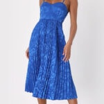 summer wedding guest dresses - blue accordion skirt