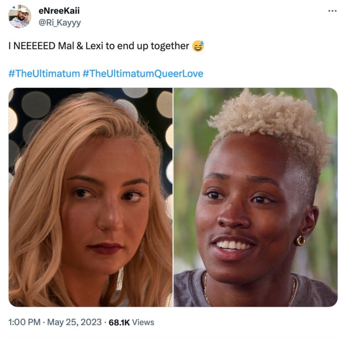 the ultimatum queer love twitter reactions - mal and lexi