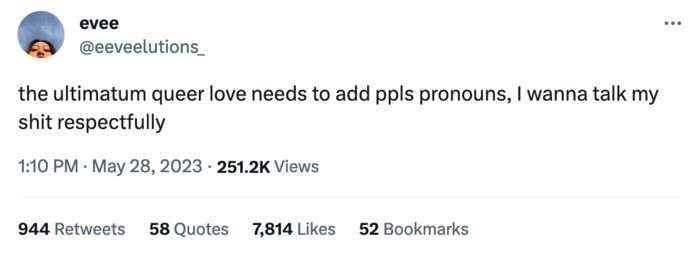 the ultimatum queer love twitter reactions - pronouns