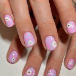 trans pride nails - florals