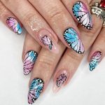 trans pride nails - butterflies