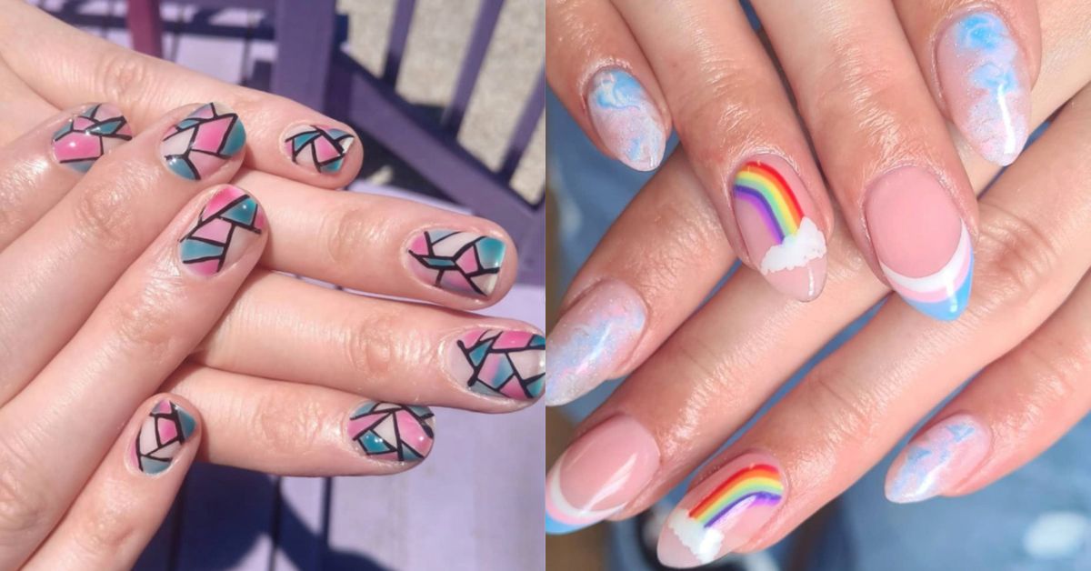trans pride nails