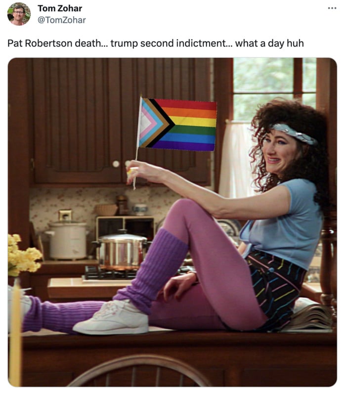 Trump indictment twitter reactions memes - pat robertson gay flag