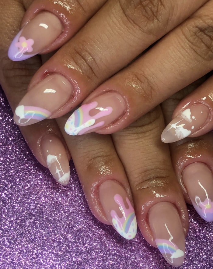 august nail design ideas - pastel tips