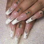 august nail design ideas - white french with stars