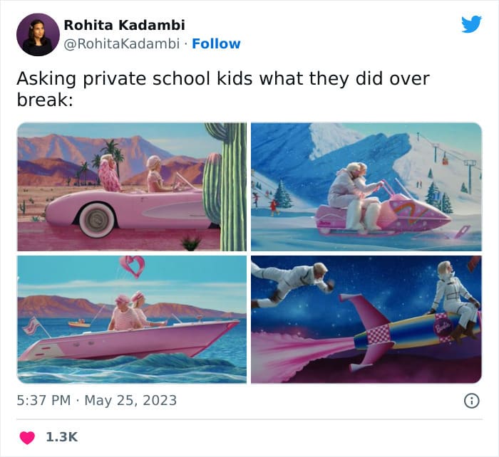 Barbie Movie Memes Tweets - private school kid vacation