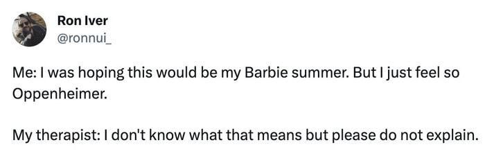Barbie Movie Memes Tweets - barbie summer vs oppenheimer summer