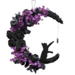 best halloween decor on amazon 2023 - Purple Floral Cat Door Sign