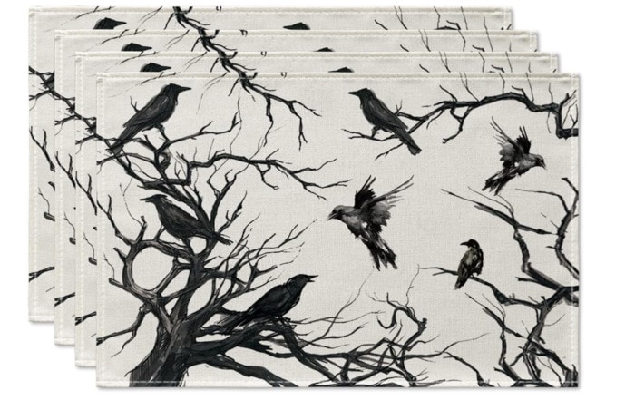 best halloween decor on amazon 2023 - Tree Crows Halloween Placemats