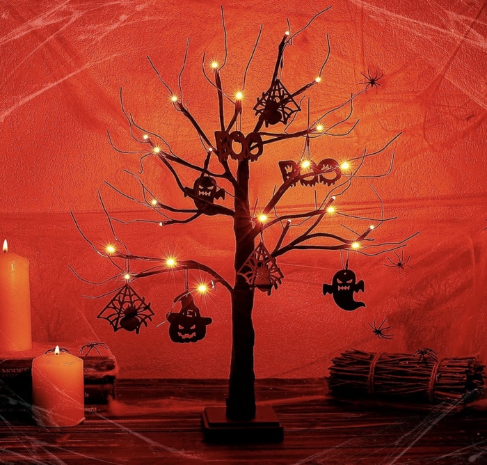 best halloween decor on amazon 2023 - LED Light Up Tree Tabletop Lighted Halloween Tree