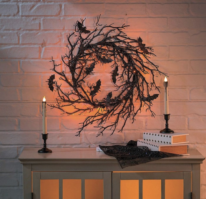 best halloween decor on amazon 2023 - Black Bat Light Door Wreaths