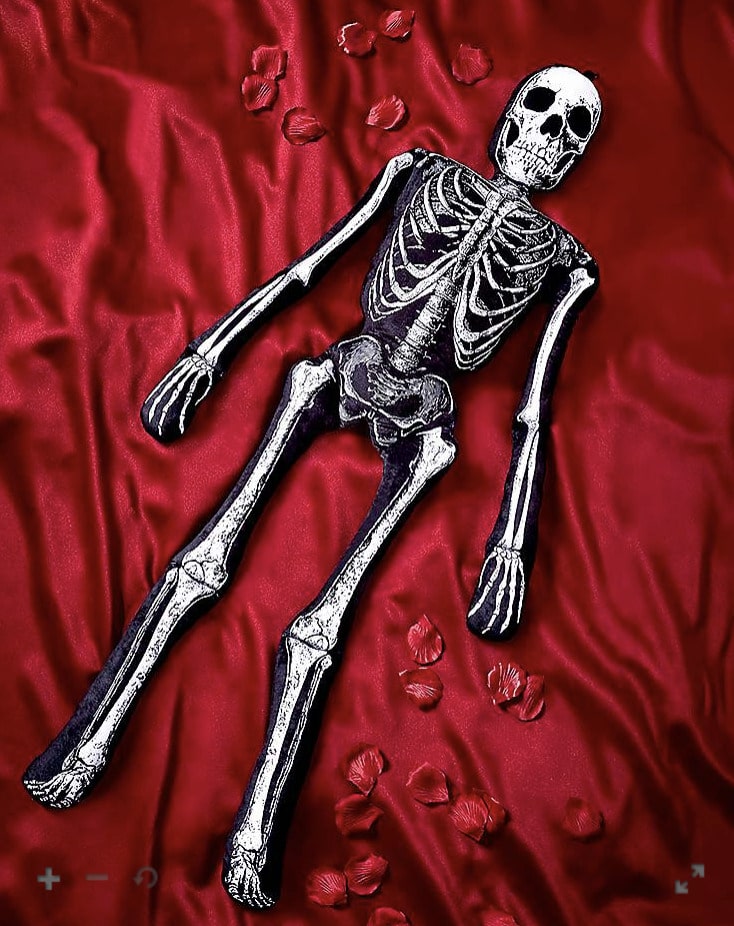 oversized skeleton body pillow - gothic noir skeleton pillow