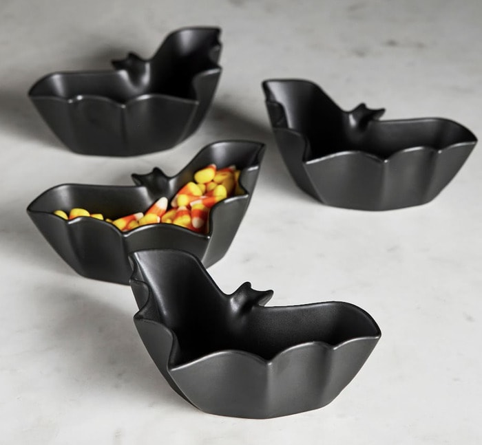 Pottery Barn Halloween 2023 - Bat Shaped Stoneware Condiment Bowls - Set of 4