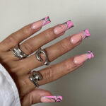 Black and pink nails - chrome french tips