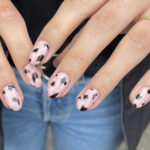 Black and pink nails - flecks of black