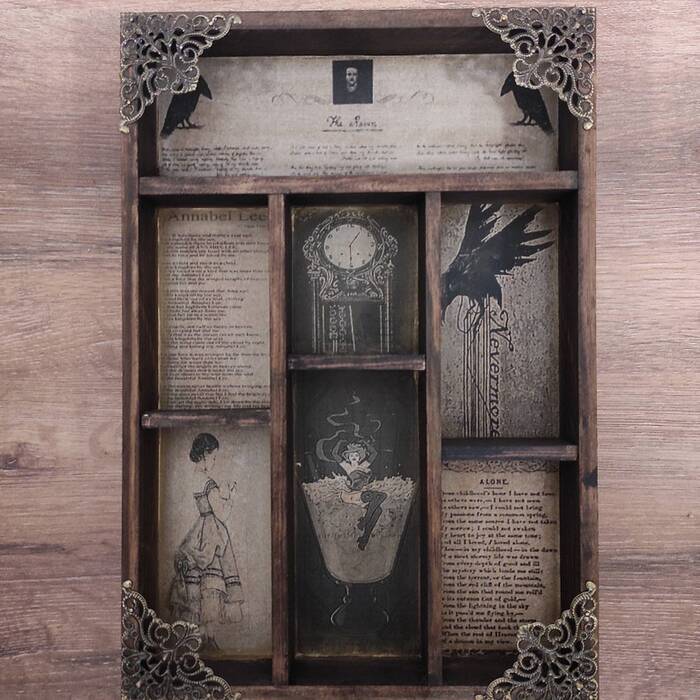 Dark Academia Decor Ideas - Edgar Allan Poe Poems Cabinet of Curiosities