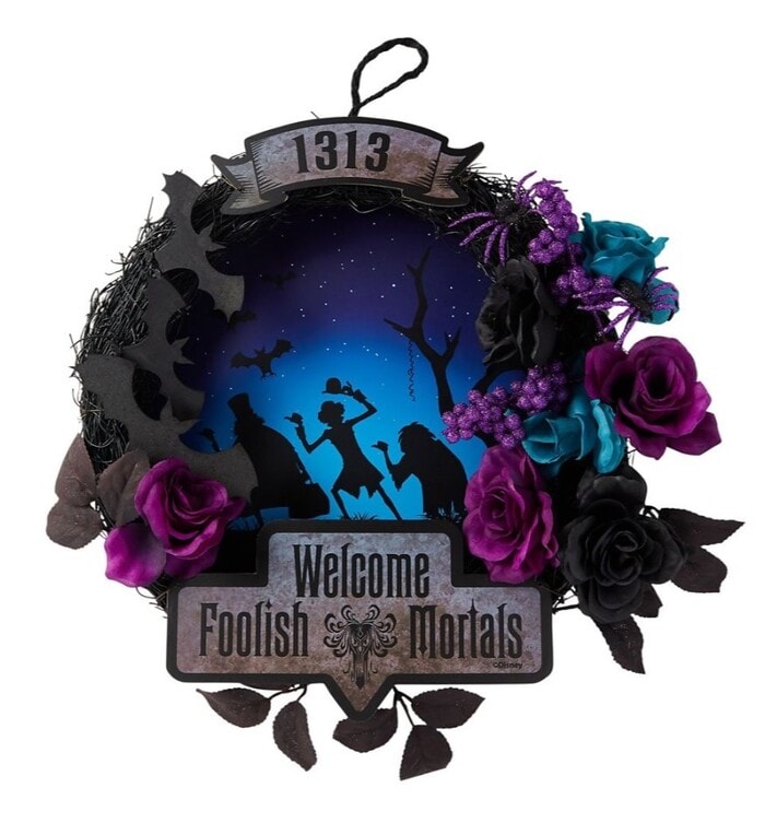 Haunted Mansion Merch 2023 - Light-Up Welcome Foolish Mortals Wreath