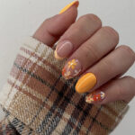 October Nail Designs - orange floral