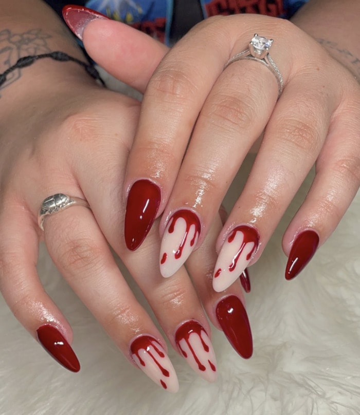 October Nail Designs - blood red nails