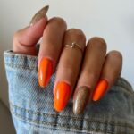 Simple Fall Nails - Orange and Gold Glamour